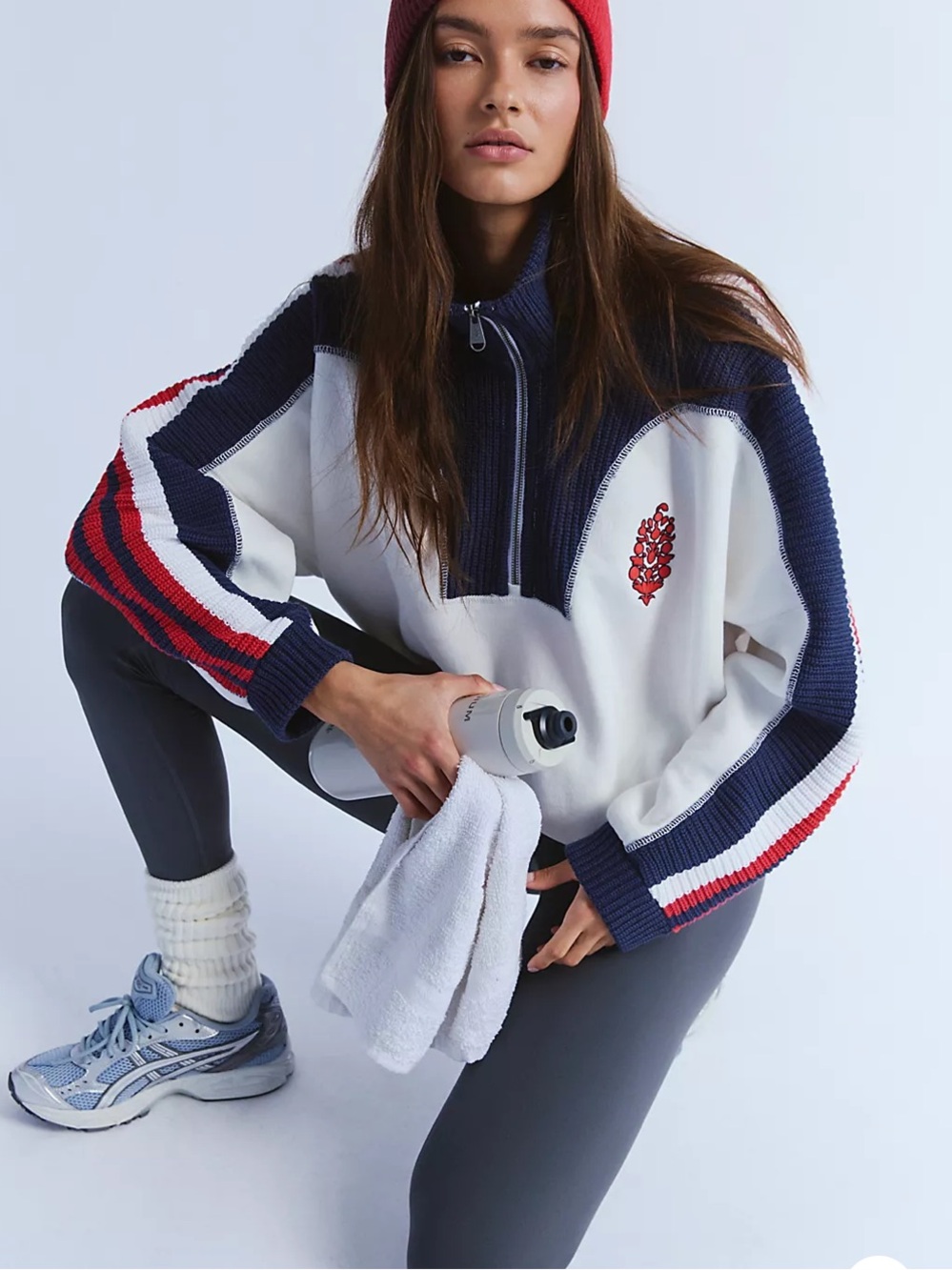 Free people movement step it up half zip sweatshirt